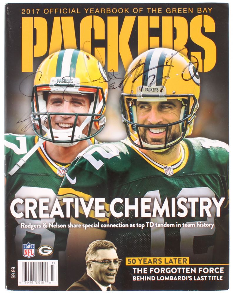 2017 Green Bay Packers Yearbook Magazine Signed By 3 Including Aaron Rodgers Jordy Nelson Clay M