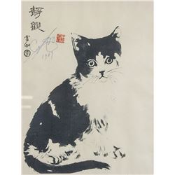 LI LINGJIA Chinese 1920-1979 Watercolor Paper Cat