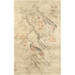 Korean Yi Dynasty 1392-1910 Watercolour Pheasants