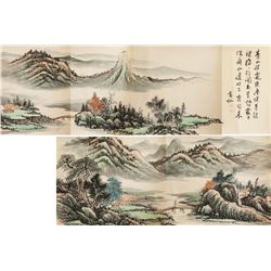 HUANG BINHONG Chinese 1865-1955 Watercolor Scroll