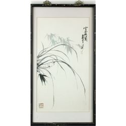 Chinese Watercolor on Silk Framed Artist Signed