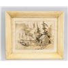 Image 2 : BUNNELL Ink on Paper Framed  Barn and Trees Scene