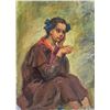 Image 1 : Illegibly Signed Oil on Paper Portrait