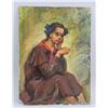 Image 2 : Illegibly Signed Oil on Paper Portrait