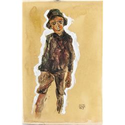 EGON SCHIELE Austrian 1890-1918 Mix Media on Paper