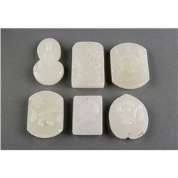 Six Assorted Chinese White Hardstone Pendant