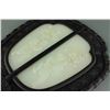Image 2 : Chinese White Jade Carved Fan with Wood Frame