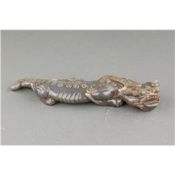 Chinese Grey Jade Carved Recumbent Dragon