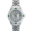 Image 2 : Rolex Ladies Stainless Steel MOP Emerald & Diamond Datejust Wristwatch