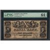 Image 1 : 1840's $10 Canal Bank New Orleans Obsolete Note PMG Choice Uncirculated 64EPQ
