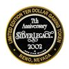 Image 2 : .999 Silver Silver Legacy Reno, Nevada $10 Casino Limited Edition Gaming Token
