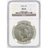 Image 1 : 1925 $1 Peace Silver Dollar Coin NGC MS65