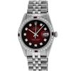 Image 1 : Rolex Men's Stainless Steel Red Vignette Diamond & Ruby Datejust Wristwatch