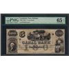 Image 1 : 1850's $100 Canal Bank New Orleans Obsolete Note PMG Gem Uncirculated 65EPQ