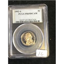 1992 S USA 5CENTS.PCGS GRADED PR69
