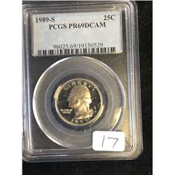 1989 S USA 25 CENTS PCGS GRADED PR69!