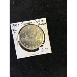 1947 CANADA SILVER DOLLAR! BLUNT 7!