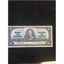1937 BANK OF CANADA $5 NOTE!