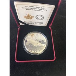 2015 CANADA $30 FINE SILVER COIN! MERCHANT NAVY! 2 OZ OF SILVER