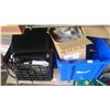 Image 1 : CRATE AND TOTE OF CABLES AND ELECTRONICS