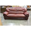 Image 2 : BURGUNDY LEATHER SOFA AND CHAIR