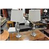Image 1 : PAIR OF MODERN BRUSHED METAL TABLE LAMPS