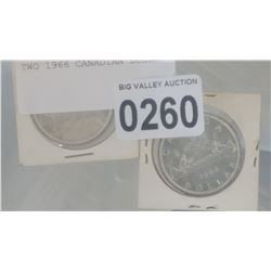 TWO 1966 CANADIAN DOLLAR COINS