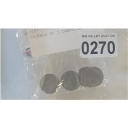 PACKAGE OF 5 CANADIAN NICKELS