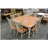 Image 1 : MAPLE AND WHITE DINING TABLE WITH LEAF AND EIGHT CHAIRS