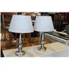 Image 1 : PAIR OF MODERN BRUSHED METAL TABLE LAMPS