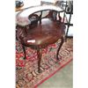 Image 1 : TWO TIER ANTIQUE FRENCH STYLE MAHOGANY TABLE WITH BRASS GALLERY