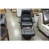 Image 1 : BLACK LEATHER RECLINER AND FOOTSTOOL