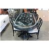 Image 2 : LACQUER AND MOTHER OF PEARL INLAID DINING TABLE AND 6 CHAIRS