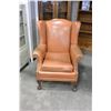 Image 2 : LEATHER STUDDED WINGBACK CLAWFOOT ARMCHAIR