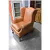 Image 3 : LEATHER STUDDED WINGBACK CLAWFOOT ARMCHAIR