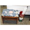 Image 1 : UPOLSTERED STOOL VINTAGE WASTE BIN AND WALL GRAPHIC