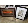 Image 1 : TWO FRAMED DECORATIVE PICTURES AND PICTURE STAND