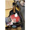 Image 1 : RED AND BLACK ACOUSTIC GUITAR WITH CASE COMES WITH NEW HEADS NO STRINGS