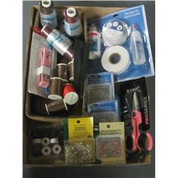 Flat full of Sewing supplies / Scissors / sew kit / thread and more
