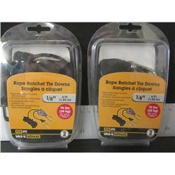 New Rope Ratchet Tie Downs /2 per pack 4 in total / excellent for tarps