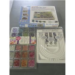Large Bundle of Bead Making Items / Bead Storage Tray / Assorted Beads &