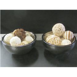 2 New Stainless steel Hammered bowls filled with Décor/ beautiful bowls