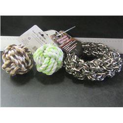 New Braided Rope dog toys / 1 2" x 7" hoop & 2 Balls