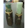 Image 1 : 2 New Log Candle holders With Candles