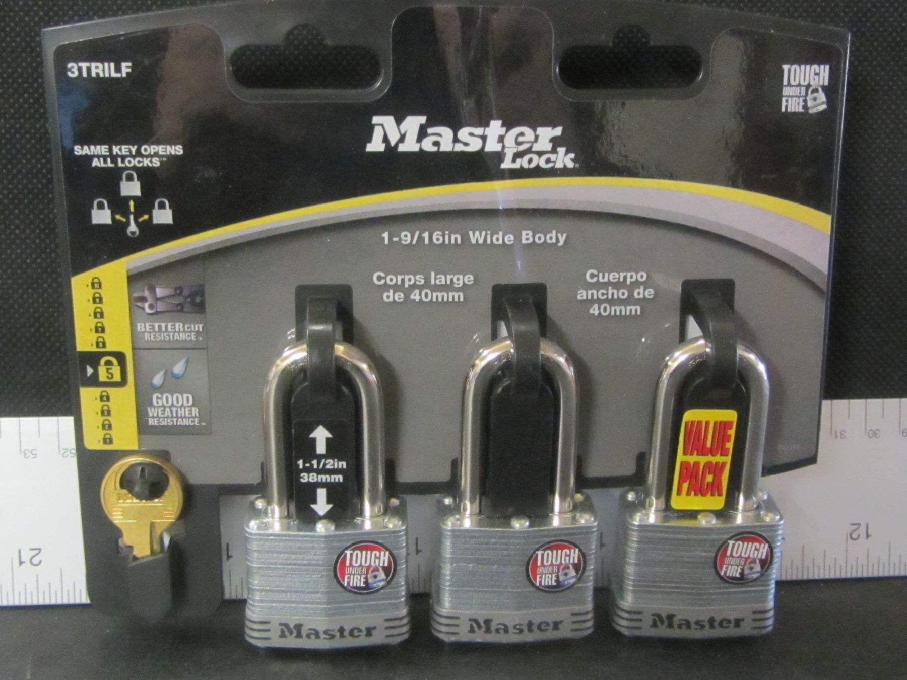 Lot of 3 Keyed alike Master Locks