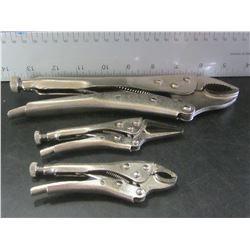 Set of 3 Visegrips / 11" and 2 mini's
