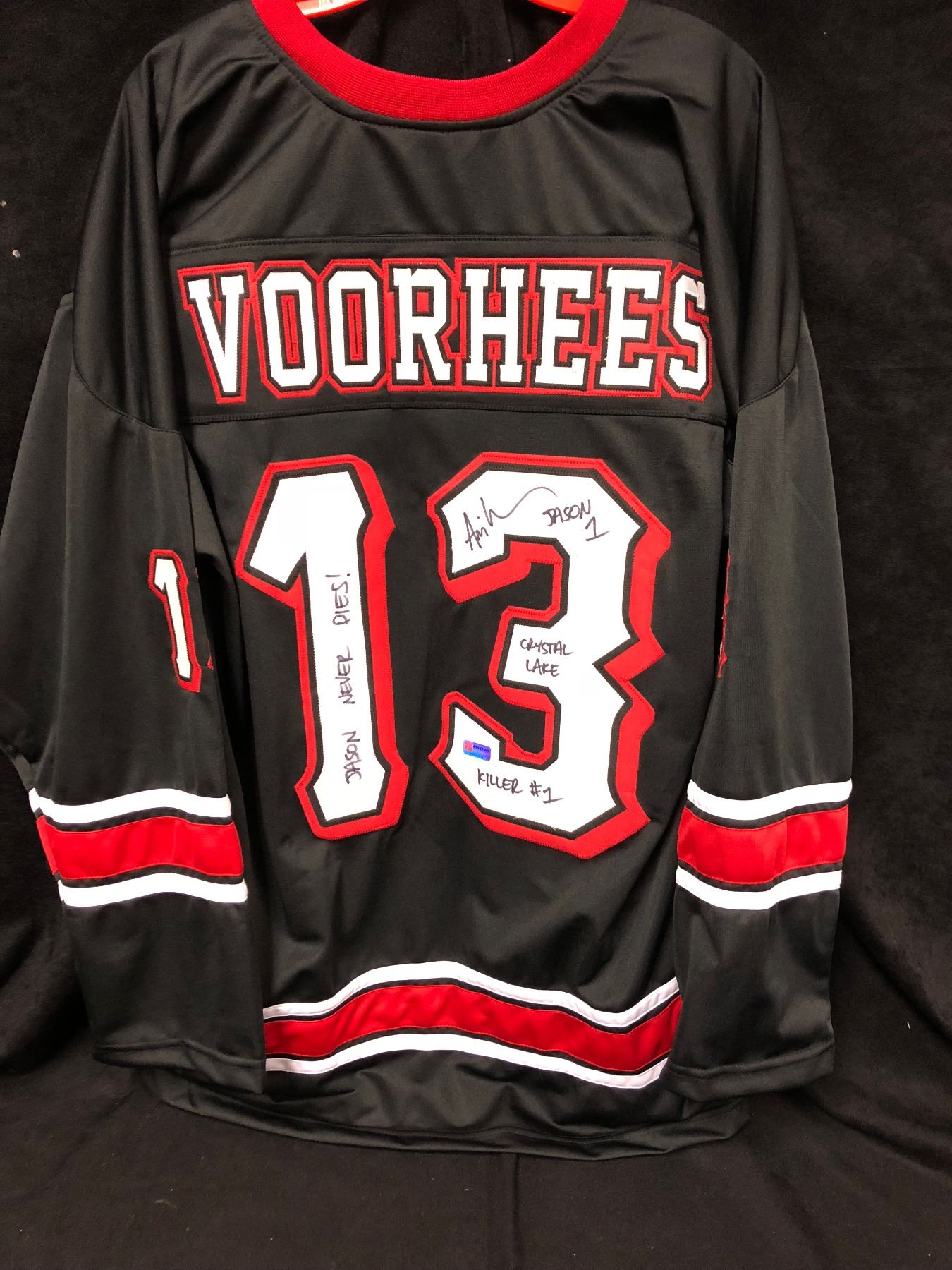Ari Lehman Signed Jason Voorhees Friday The 13th Hockey Jersey With 4 Inscriptions Pa Coa
