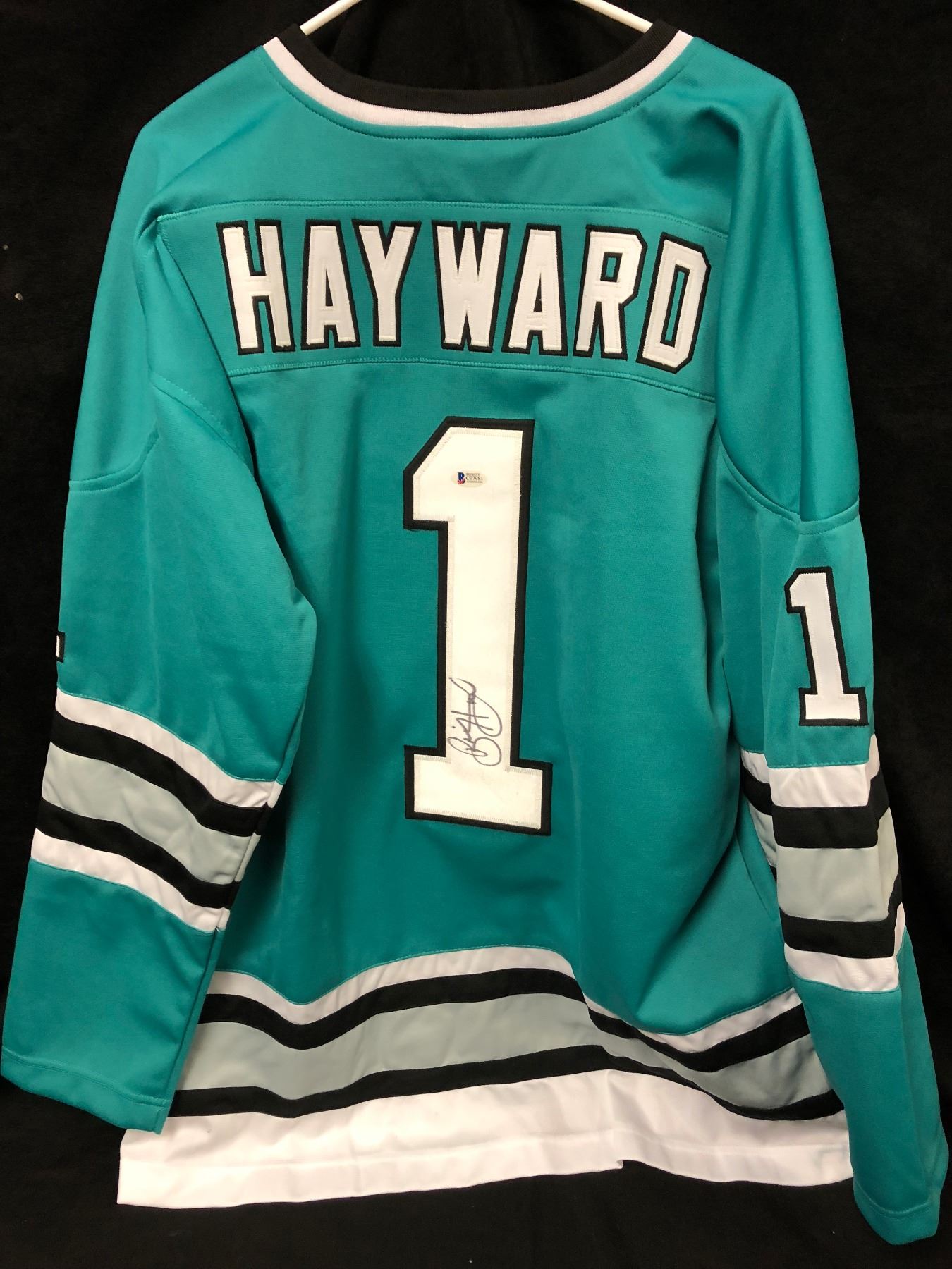 Brian Hayward Signed Sharks Jersey (Beckett COA)