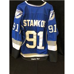 STEVEN STAMKOS LIGHTNING HOCKEY JERSEY W/ FIGHT STRAPS