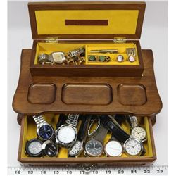 ESTATE MENS VALET BOX WITH CONTENTS.